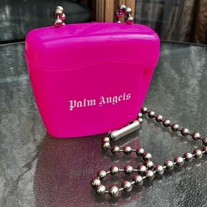 Palm Angels Neon Pink Mini Crossbody Case with Silver Ball Chain